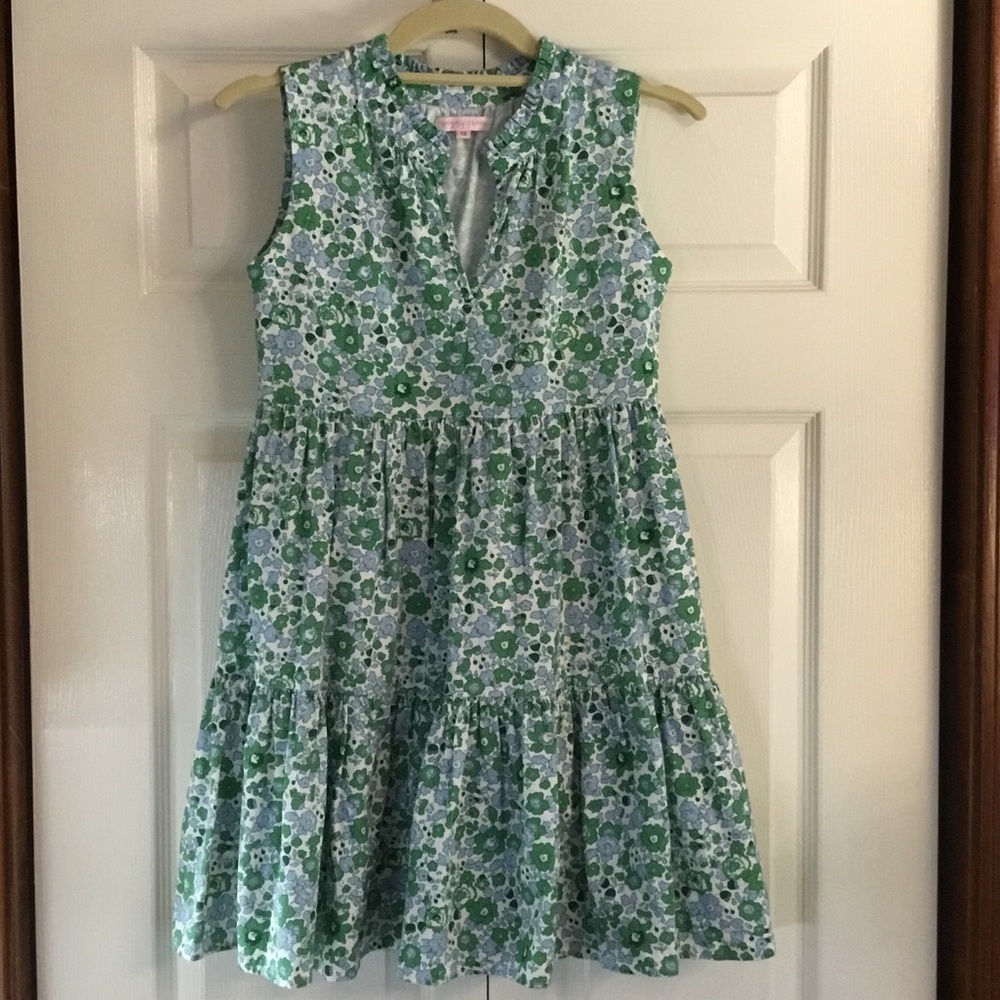 Peggy Green Girls Floral Tiered Dress